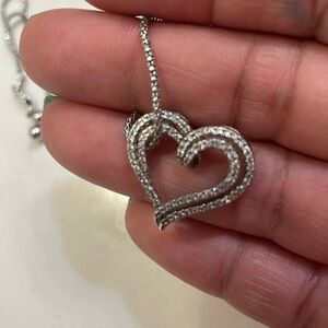 Silver necklace diamond pendant